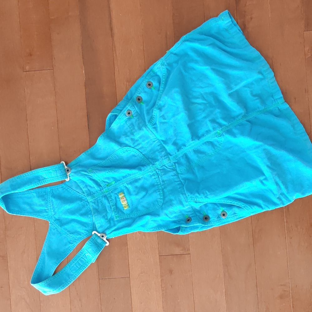 Miss Sixty Vintage Retro Neon Blue Overall Jumper Dress